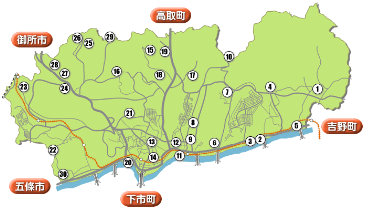 大淀町の文化財マップ