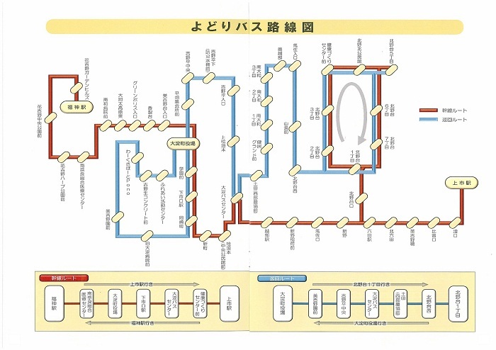 よどりバスの路線図